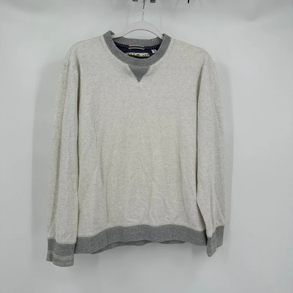 Robert Graham Mens Preppy Gray Tailored Fit Cotton Crewneck Sweatshirt Size M